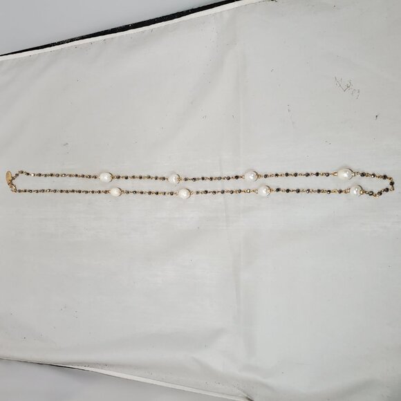 Ali Khan gold chain with baroque pearl and rhinestones necklace - Picture 10 of 10